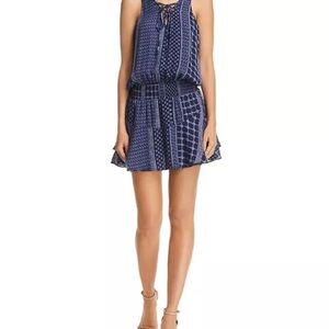 Ramy Brook Navy Blue Sleeveless Patterned Dress